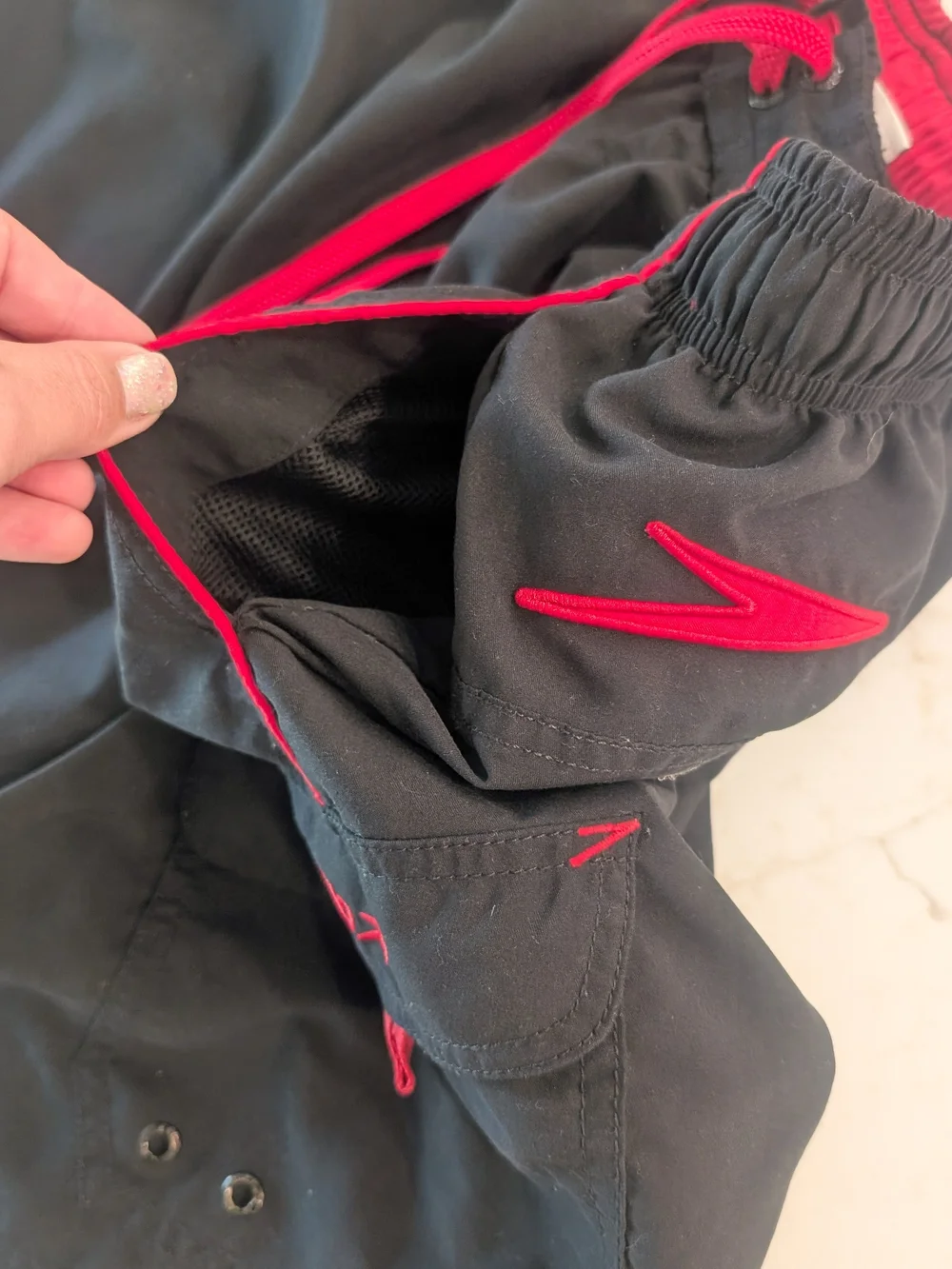 Speedo Black Swim Trunks with Pink Trim